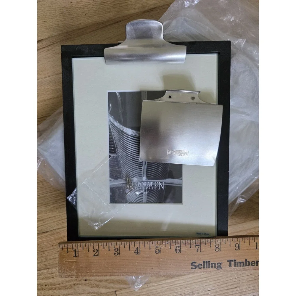 Pair New Restoration Hardware Clipboard Desk Photo Frames Black Wood 4